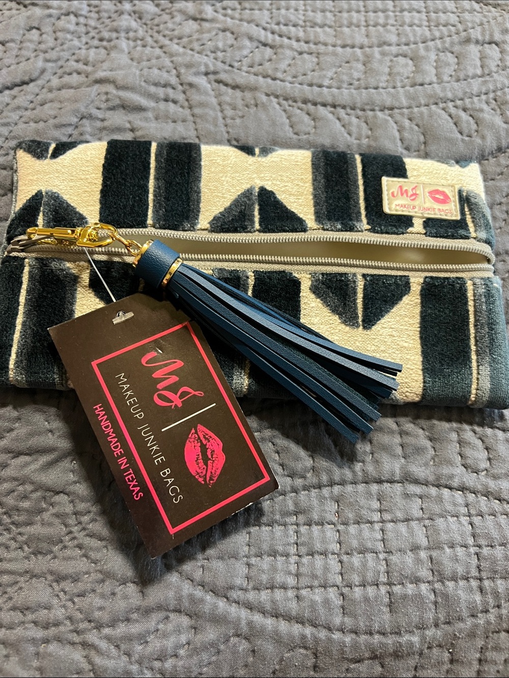 Navy & Gray Geometric Makeup Junkie Mini Bag